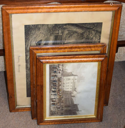 Group of three Victorian maple veneered picture frames, asso...