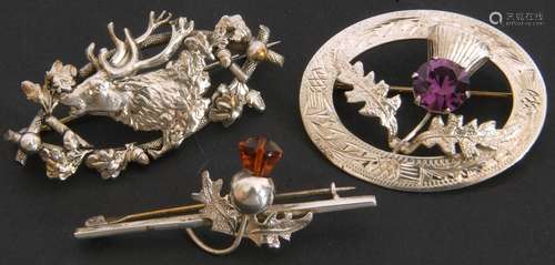 Mixed Lot: Scottish silver thistle brooch, Edinburgh 1958, t...