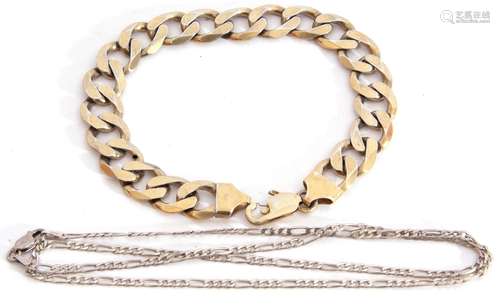 Mixed Lot: heavy gilt large link flattened curve bracelet, s...