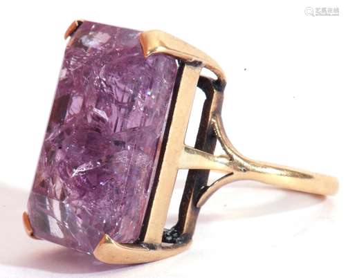 Large amethyst crystal dress ring, rectangular stepped cut, ...