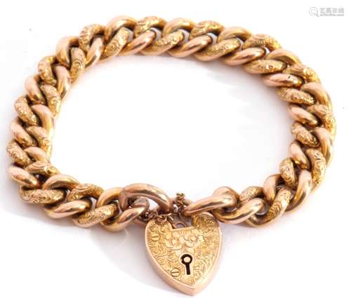 Victorian 9ct gold fancy curb link bracelet, the bracelet jo...