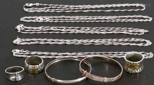 Mixed Lot: mainly white metal jewellery to include chains, t...