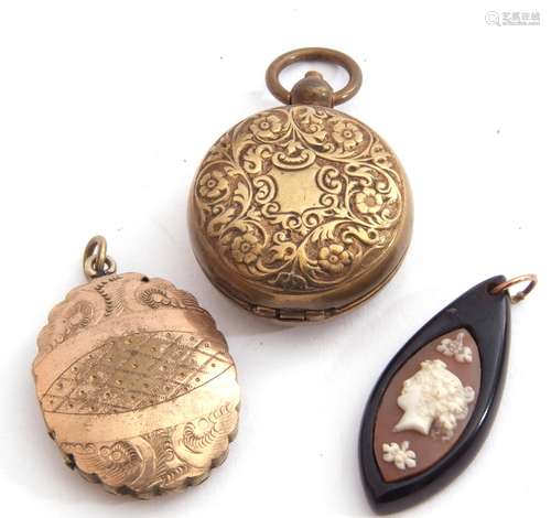 Mixed Lot: vintage brass sovereign case, Victorian gold back...