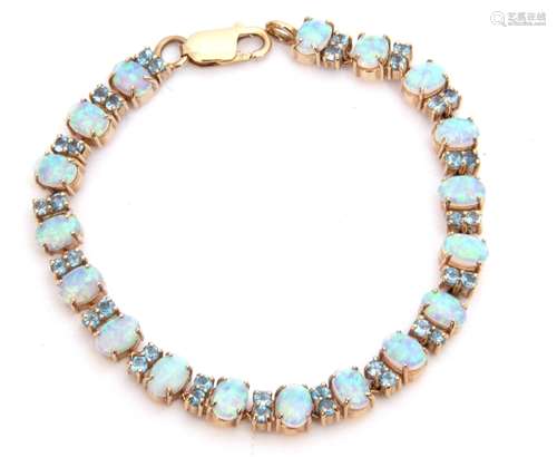 Modern 375 stamped opalescent and blue stone set articulated...