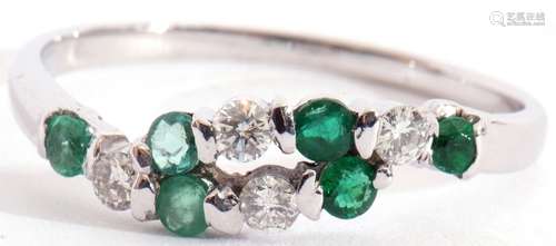 Modern precious metal diamond and emerald ring, alternate en...