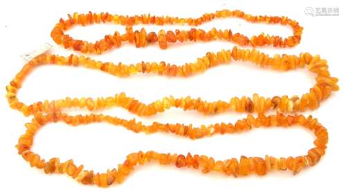 Mixed Lot: three amber fragment bead necklaces, g/w 170gms