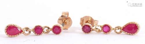 Mixed Lot: pair of ruby drop earrings, a design featuring tw...