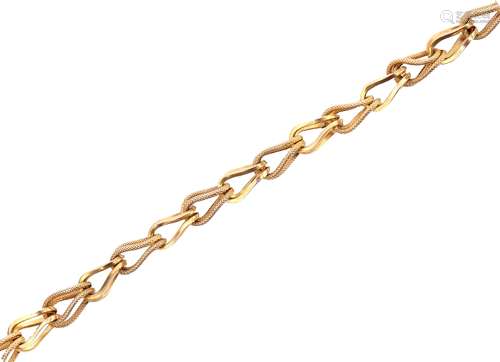 9ct gold bracelet, a design with alternating polished and te...