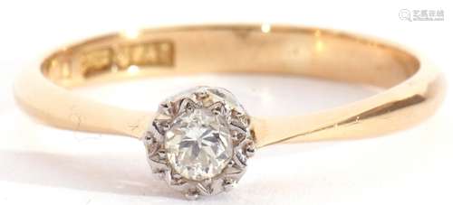 Single stone diamond ring, a round brilliant cut diamond, 0....