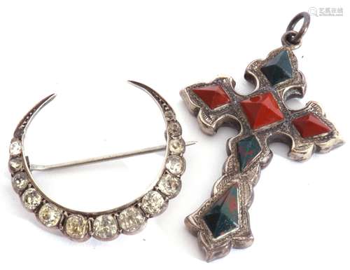 Mixed Lot: Victorian agate Scottish cross, engraved verso wi...