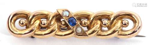 Antique 15ct stamped brooch of elongated form featuring six ...