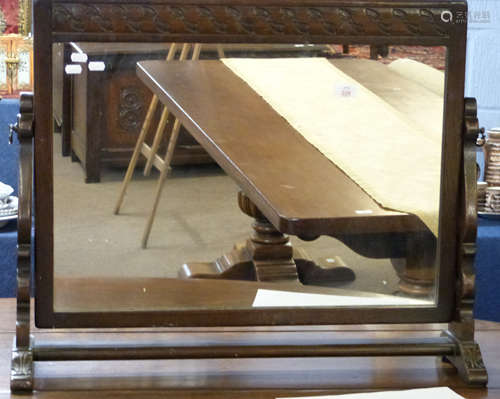 20th century oak dressing table mirror with limited carved d...