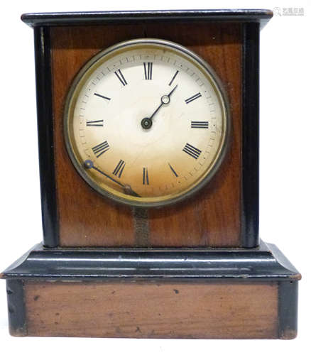 Late 19th century mantel clock with a light oak veneered des...