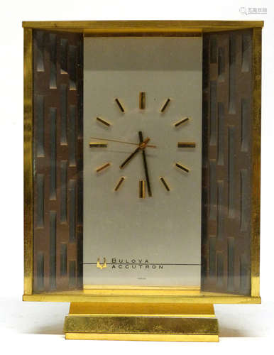 Bulova Accutron mantel clock in gilt frame and original box