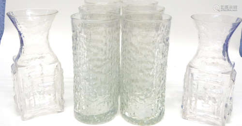 Group of Whitefriars type glasses including six tall cordial...