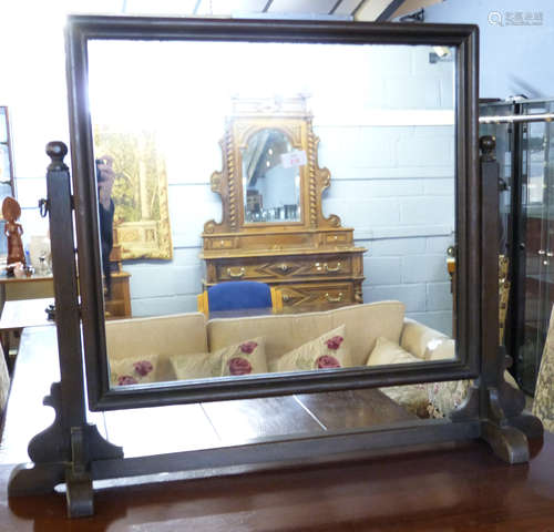 20th century rectangular framed oak dressing table mirror wi...