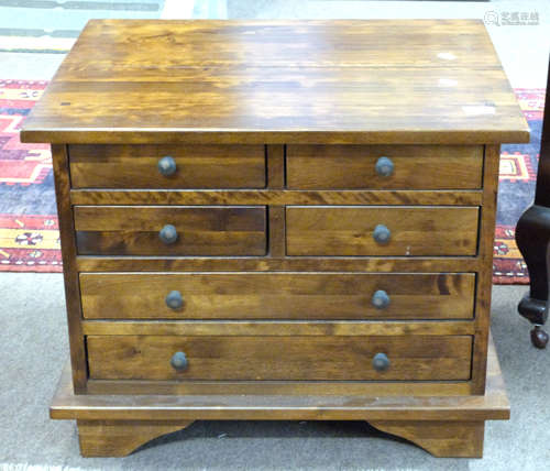 20th century hardwood chest of two, two and two drawers, wit...