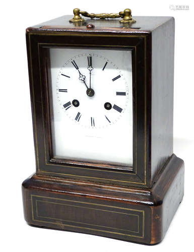 Late Victorian mantel clock in mahogany case with Roman nume...