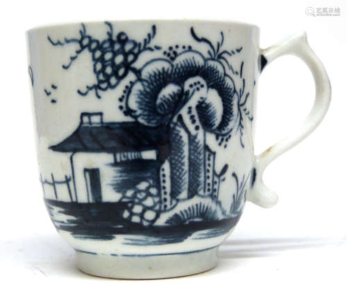 Lowestoft porcelain cup with kick handle, decorated with the...