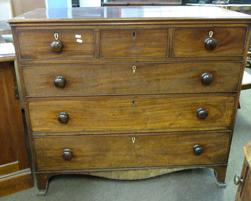 Late Georgian large mahogany chest of three short and three ...