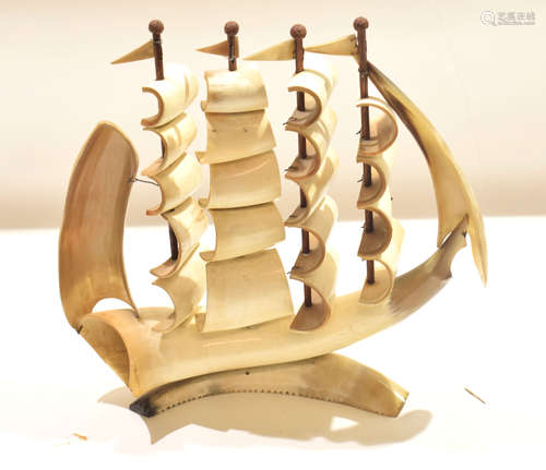 Bone model of a sailing ship, possibly prisoner of war, the ...