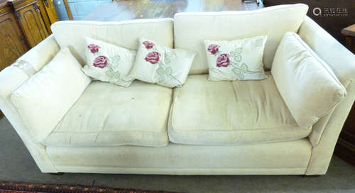 Mark Elliot cream fabric covered three-seater settee with fo...