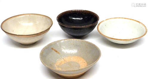 Chinese Song dynasty bowls, one with a Tenmoku type brown sp...