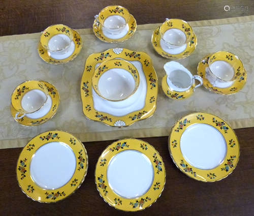 Tuscan china part tea set comprising 4 cups, saucers, milk j...