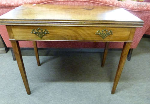 Georgian mahogany fold-top tea table of plain rectangular de...