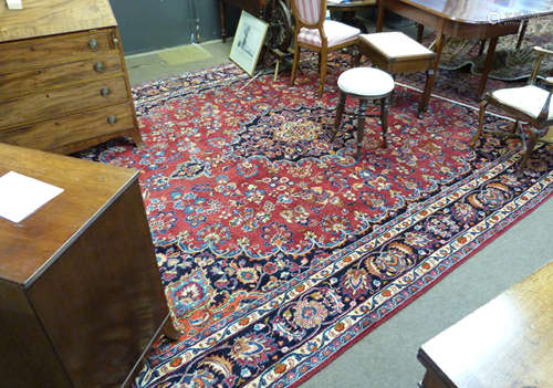 Large Persian Mashad carpet, multi-coloured medallion and fl...