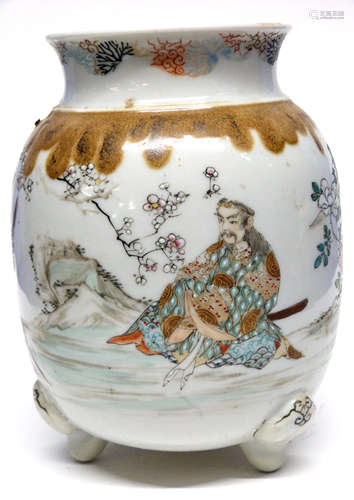 Japanese porcelain vase on three stud feet decorated with Sa...