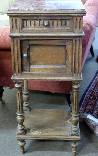 Late Victorian walnut bedside stand with rouge marble inset ...