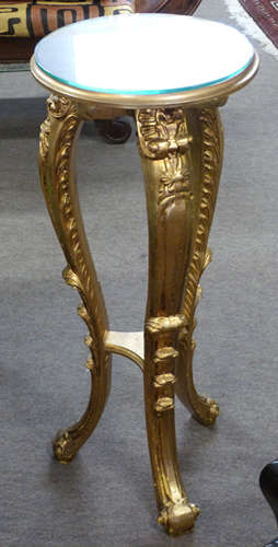 Small rococo style carved gilt wood pot or bust stand, plain...