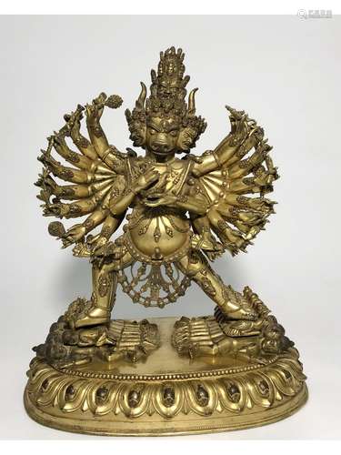 A GILT-BRONZE FIGURE OF VAJARBHAIRAVA AND VAJRA VETALI