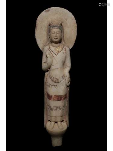 A STONE FIGURE OF GUANYIN