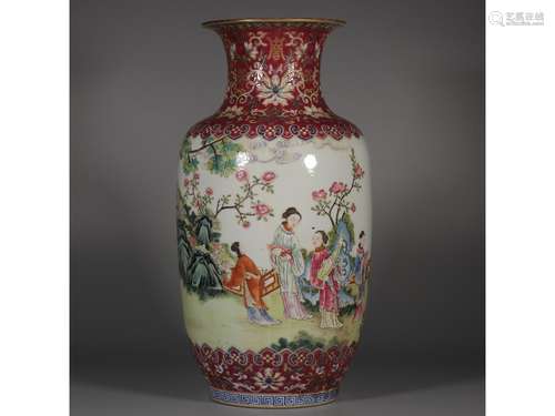 A FAMILL ROSE LANTERN-FROM VASE