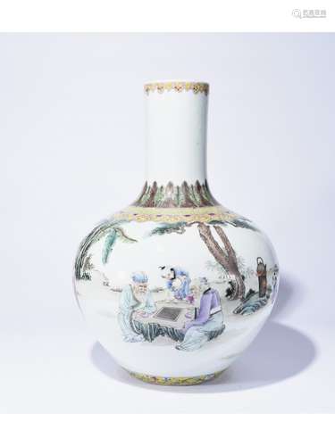 A FAMILLE ROSE GLOBULAR VASE