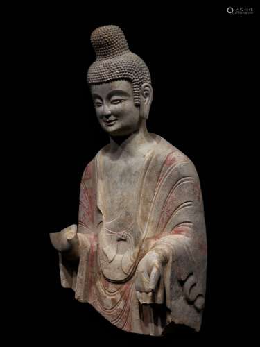 A STONE FIGURE OF BUDDHA