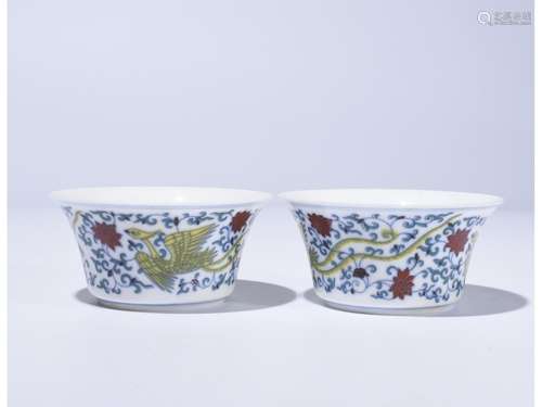 A PAIR OF DOUCAI CUPS