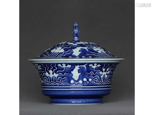 A BLUE GLAZE BOWL WITH COVER, YONGZHENG MARK