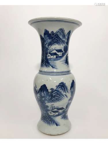 A BLUE AND WHITE PHOENIX-TAIL VASE