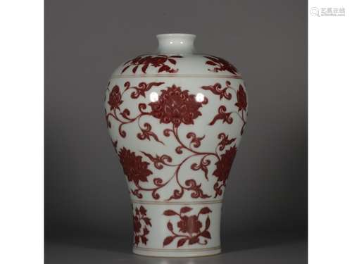 A COPPER-RED MEIPING VASE