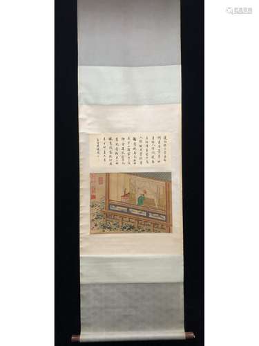 A CHINESE SCROLL PAINTING, SCRIPT CALLIGRAPHY