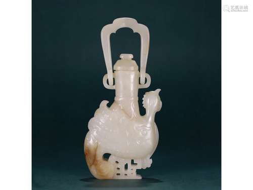 A WHITE JADE CARVED VASE