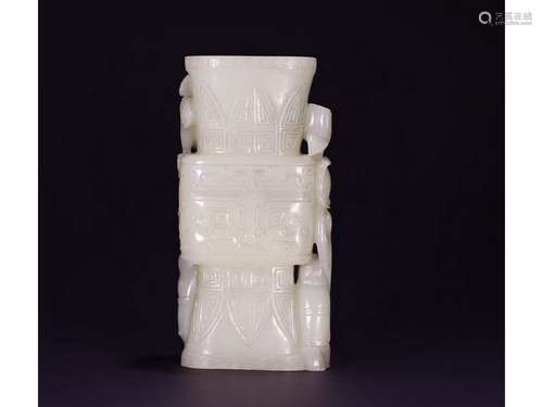 A WHITE JADE VASE