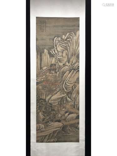 A CHINESE SCROLL PAINTING OF LANDSCAPE