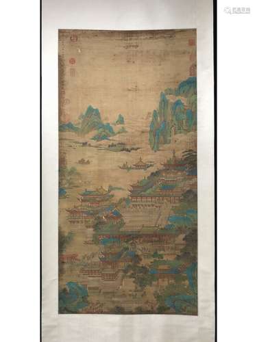 A CHINESE SCROLL PAINTING OF MOUNTAIN