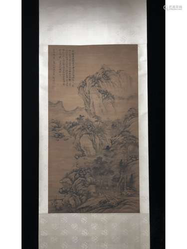 A CHINESE SCROLL PAINTING, SCRIPT CALLIGRAPHY