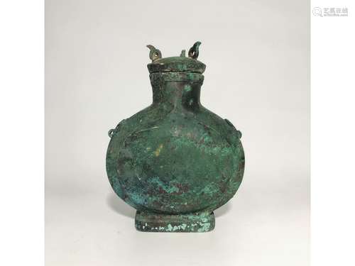 A BRONZE MOON-FLASK VASE