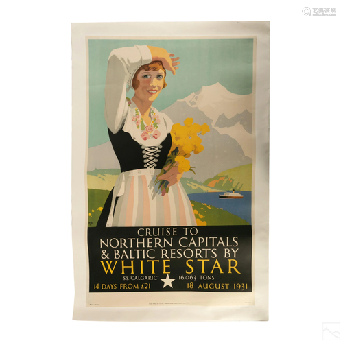 White Star Line 1931 Art Deco Travel Poster Litho